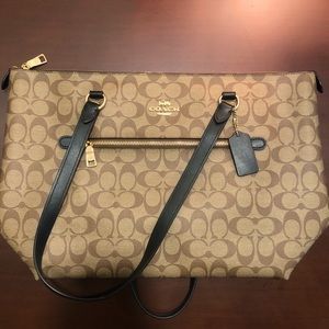 Coach F79609 Women’s Tote Handbag- IM/khaki/black